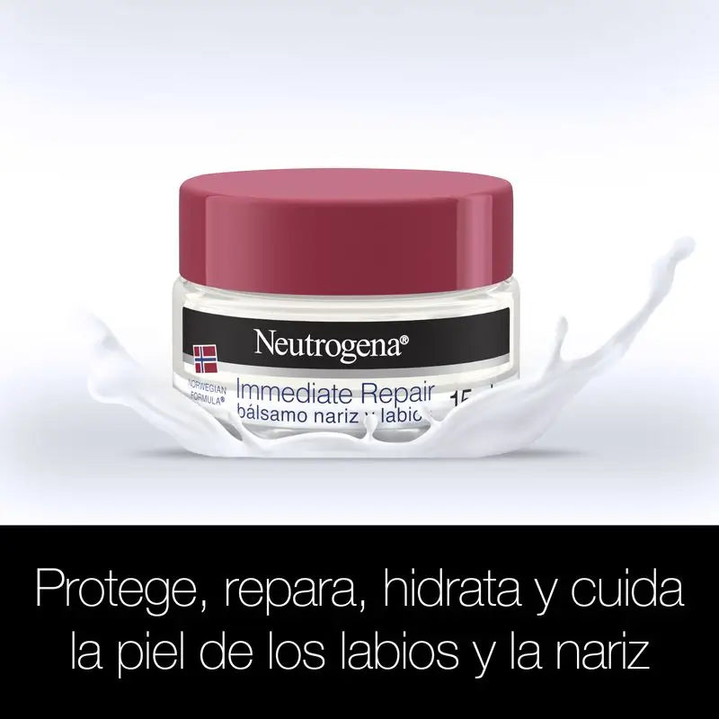 Neutrogena, Balsamo per naso e labbra, Formula norvegese, Crema idratante e riparatrice, Assorbimento rapido, 15 Ml