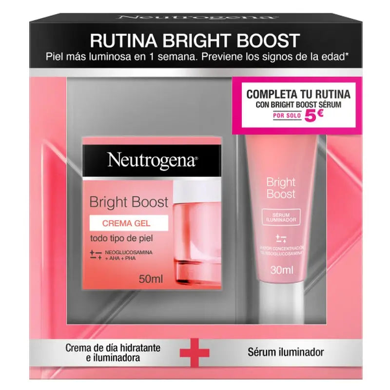 Neutrogena Bright Boost Pack Crema Gel Giorno 50ml + Siero Viso 30ml