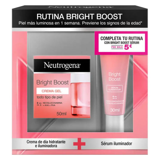 Neutrogena Bright Boost Pack Crema Gel Giorno 50ml + Siero Viso 30ml
