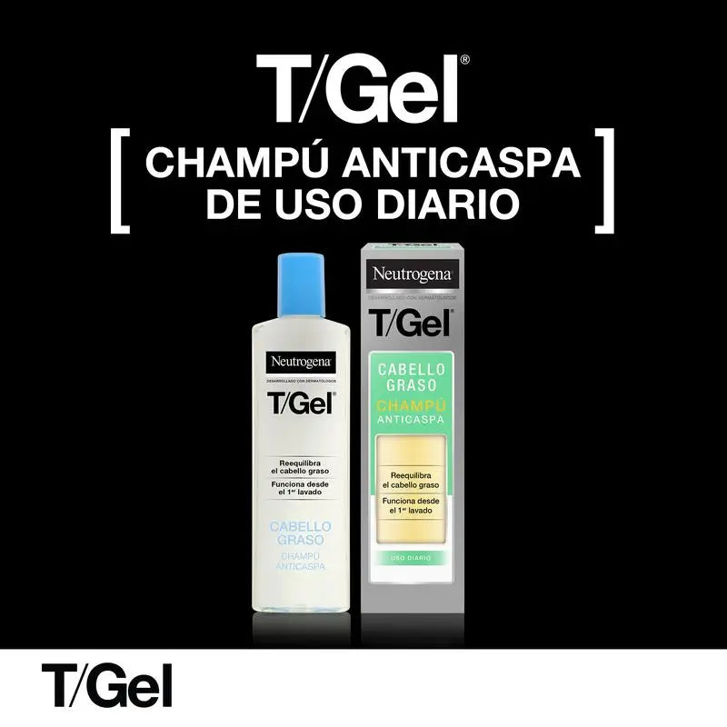 Neutrogena T/Gel Shampoo antiforfora per capelli grassi, confezione da 2 x 250 ml