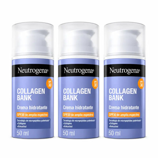 Neutrogena Collagen Bank Crema idratante per il viso SPF 30, confezione da 3 x 50 ml