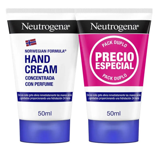 Neutrogena Crema mani riparatrice concentrata con profumo, 2 X 50 ml