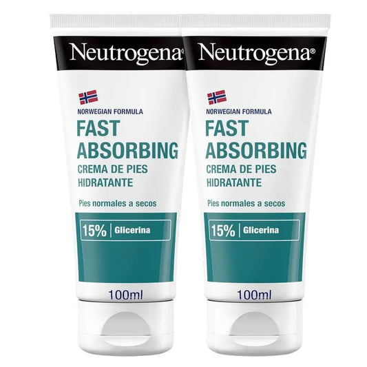 Neutrogena Crema piedi idratante ad assorbimento immediato, confezione da 2x100 ml