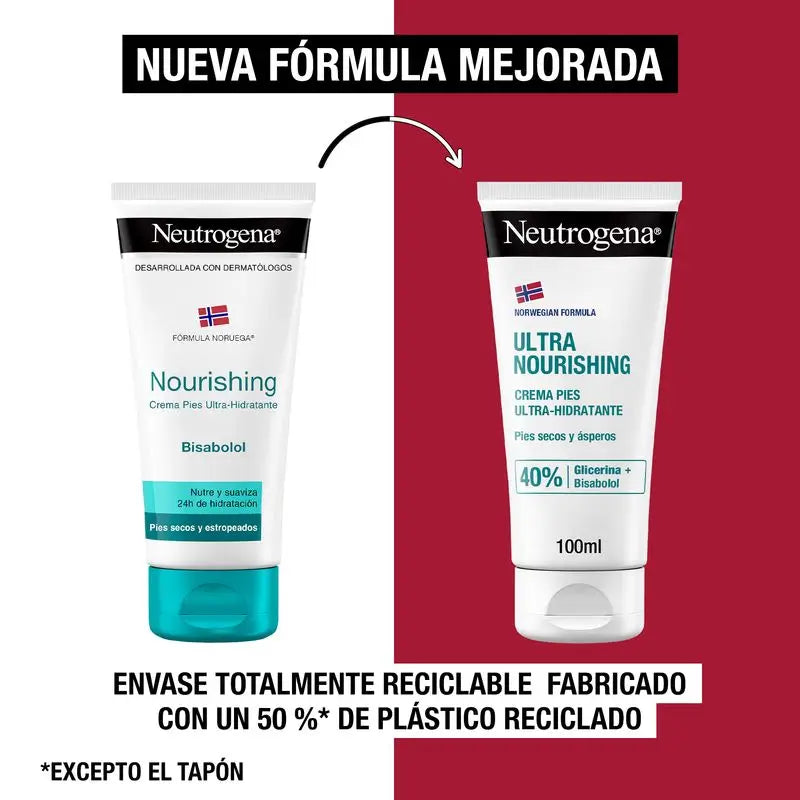 Neutrogena Crema Piedi Ultra Idratante Piedi Secchi e Ruvidi, confezione da 2 X 100 ml