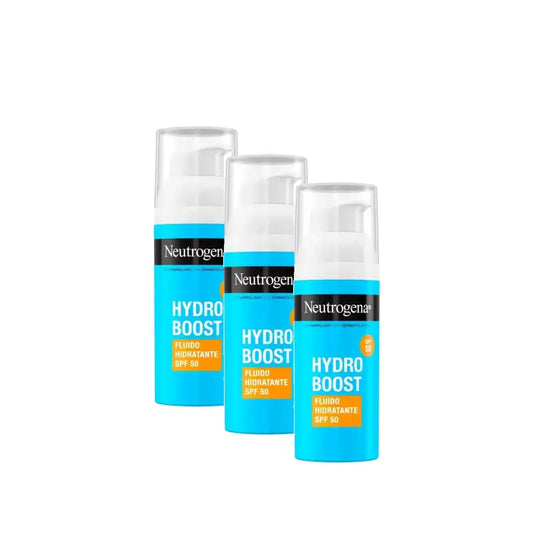 Neutrogena Hydro Boost Crema fluida idratante per il viso SPF 50, confezione da 3 x 50 ml