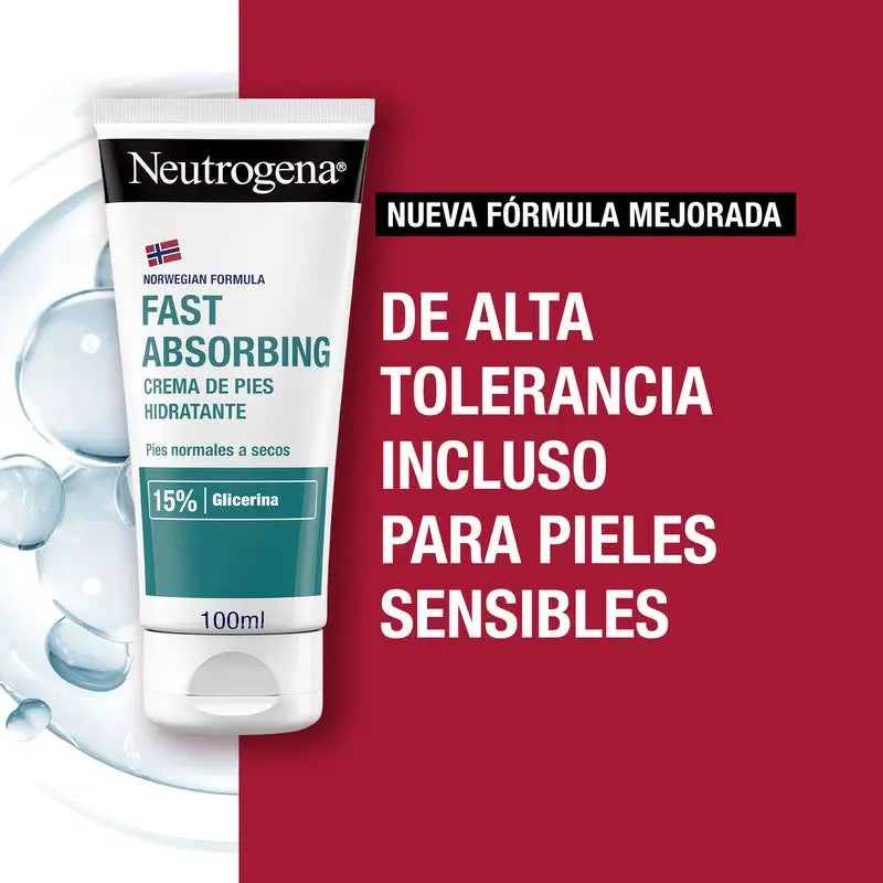 Neutrogena Crema piedi idratante ad assorbimento immediato, 100 ml