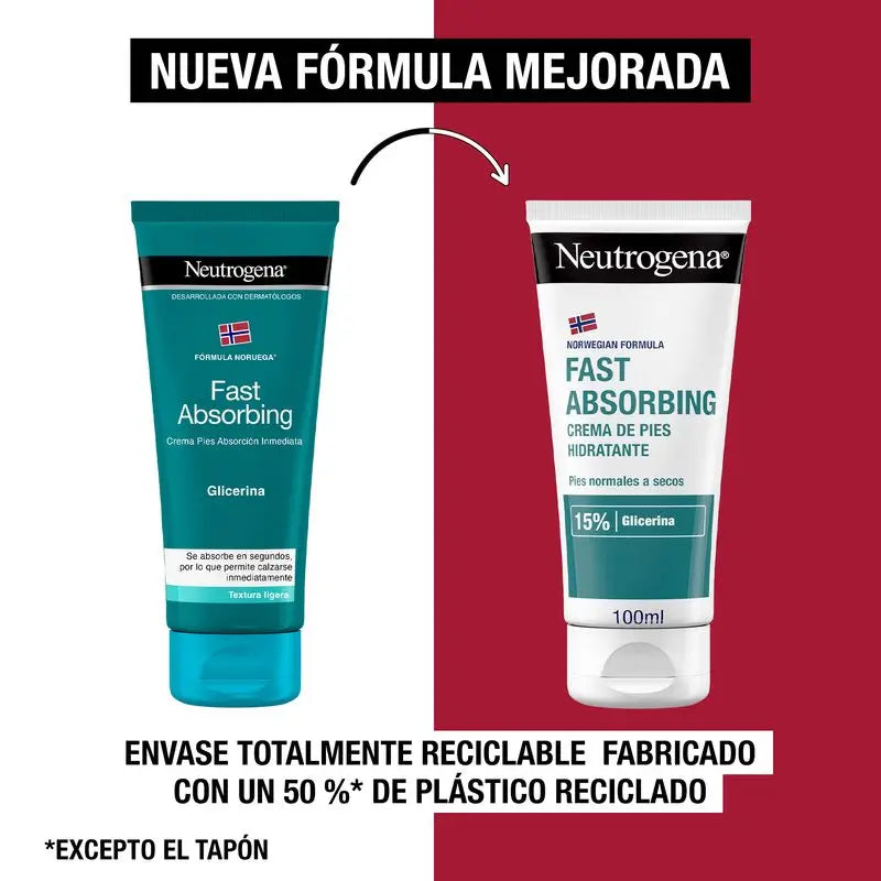 Neutrogena Crema piedi idratante ad assorbimento immediato, 100 ml