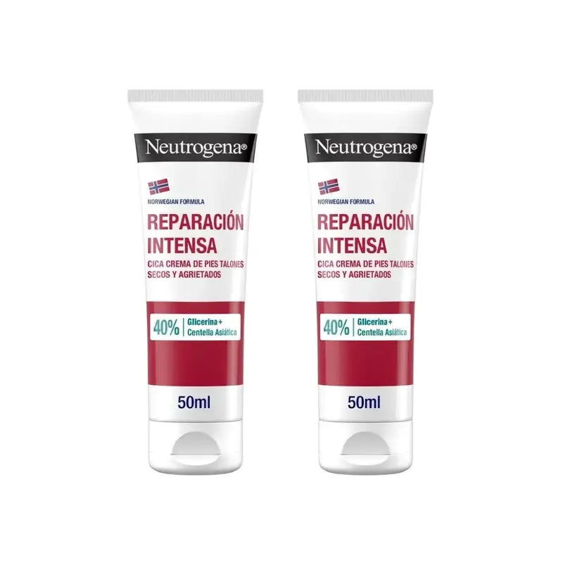 Neutrogena Crema per piedi con tallone screpolato a riparazione intensa, 2X50 Ml