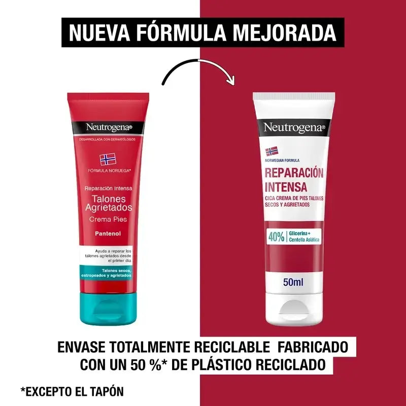 Neutrogena Crema per piedi con tallone screpolato a riparazione intensa, 2X50 Ml