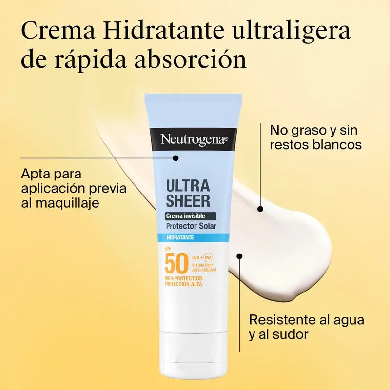 Neutrogena Ultra Sheer Crema Idratante Invisibile Spf50, 50 ml