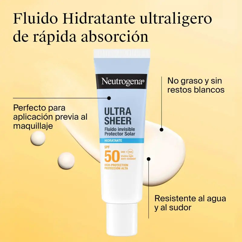 Neutrogena Ultra Sheer Fluido Idratante Invisibile Spf50, 50 ml