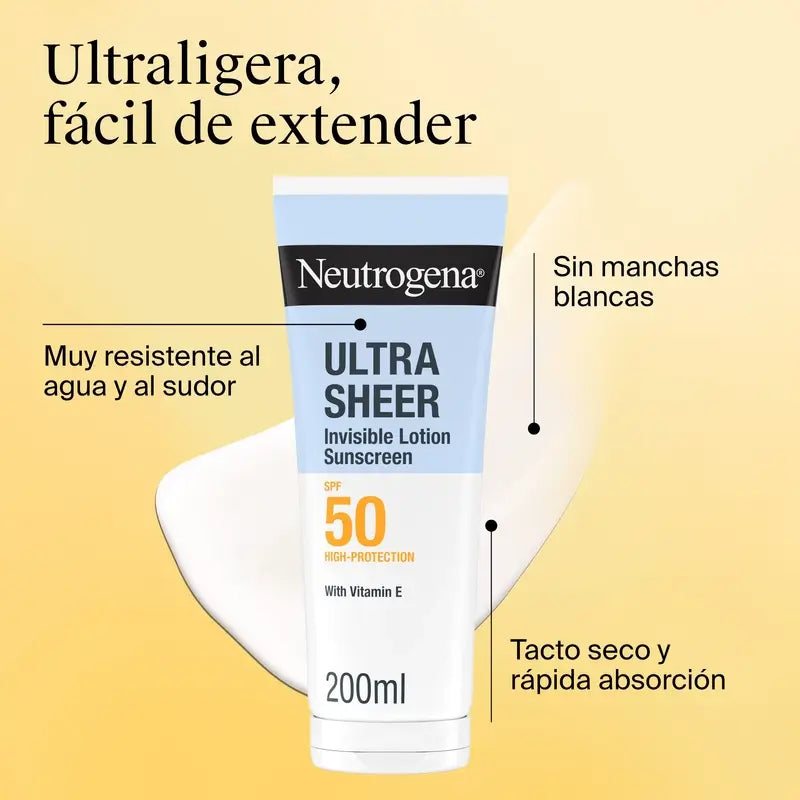 Neutrogena Ultra Sheer Lozione Idratante Invisibile Spf50, 200 ml
