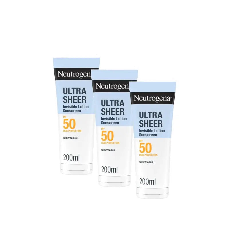 Neutrogena Ultra Sheer Lozione idratante invisibile SPF 50, confezione da 3 x 200 ml
