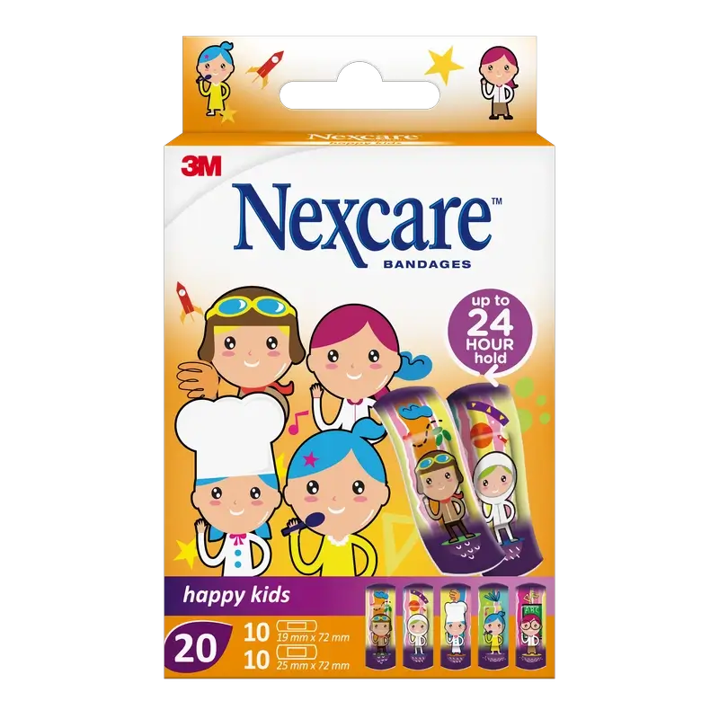 Nexcare Kids Striscia protettiva per bambini con design di professioni assortite, 20 unità