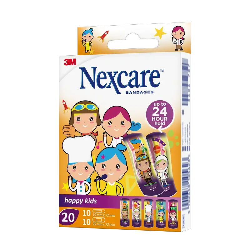 Nexcare Kids Striscia protettiva per bambini con design di professioni assortite, 20 unità