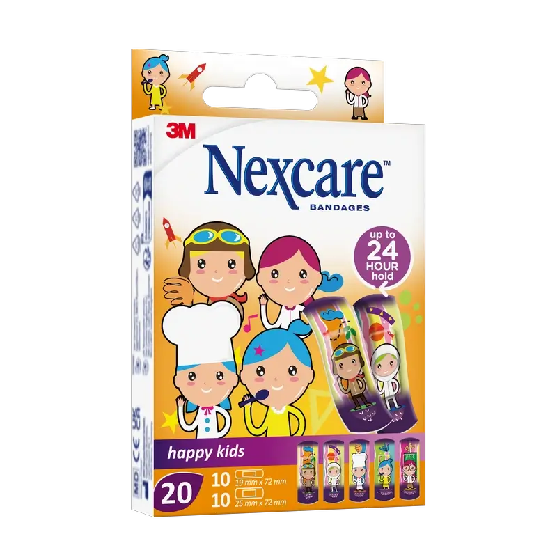 Nexcare Kids Striscia protettiva per bambini con design di professioni assortite, 20 unità