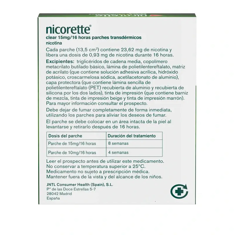 Nicorette Clear 15 mg/16 ore, 14 cerotti transdermici