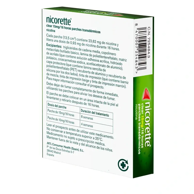Nicorette Clear 15 mg/16 ore, 14 cerotti transdermici