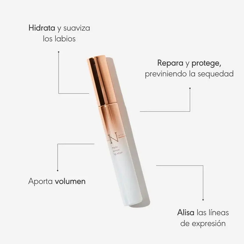 Nieves By Nieves Álvarez Triple Action Lip Elixir Trattamento labbra idratante e volumizzante, 10 ml