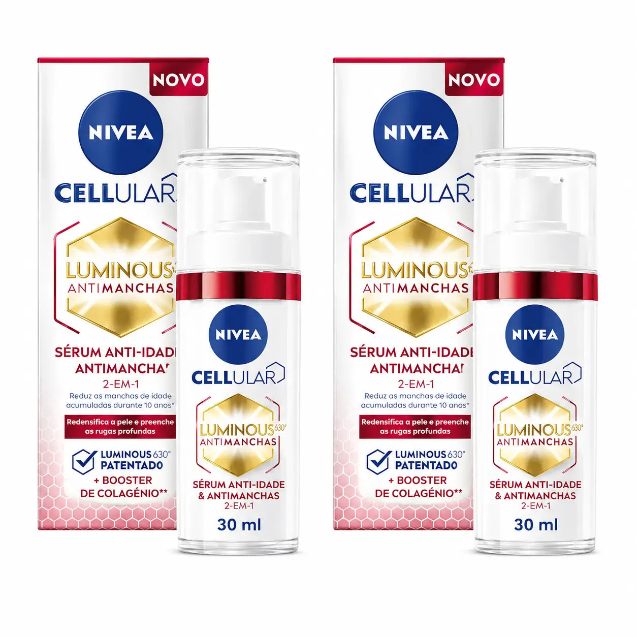Nivea Cellular Luminous 630 2 In 1 Siero Viso Anti-Blemish e Anti-Ageing, 30 ml, confezione da 2