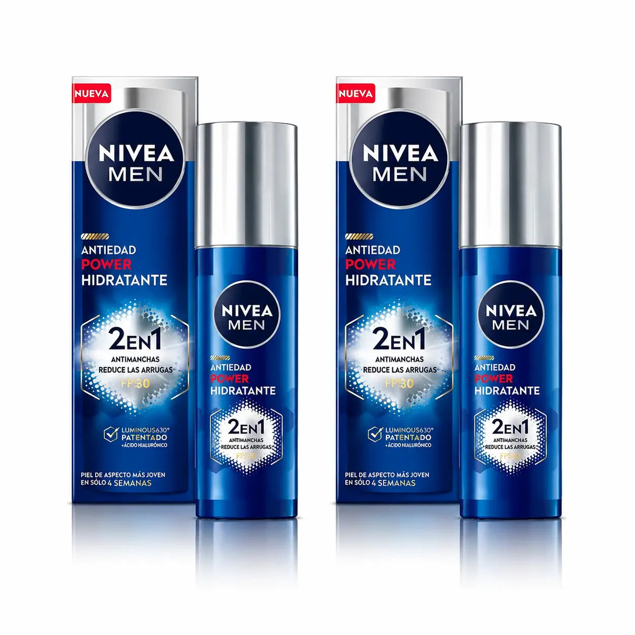 Nivea Men Power Idratante Anti-Punti e Rughe 2In1 Fp30, 50 ml, confezione da 2