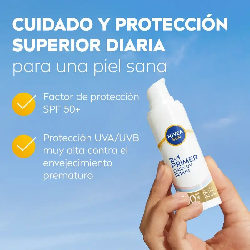 Nivea Sun 2In1 Primer Siero Quotidiano Uv Protezione Viso Spf50+ 30Ml