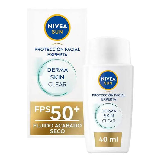 Nivea Sun Derma Skin Fluido di protezione solare per il viso Fp50+, 40 ml