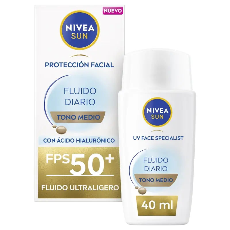 Nivea Sun Ultra Light Fluido Viso Quotidiano Tono Medio Spf50+ 40Ml