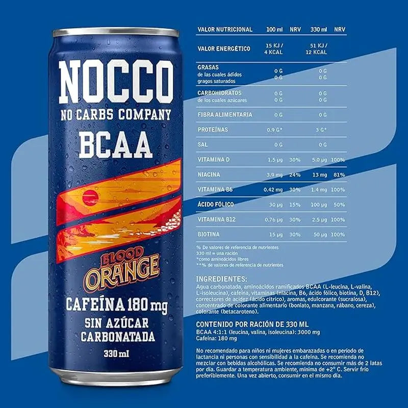 Nocco Bcaa Arancia rossa Del Sol, 330 ml