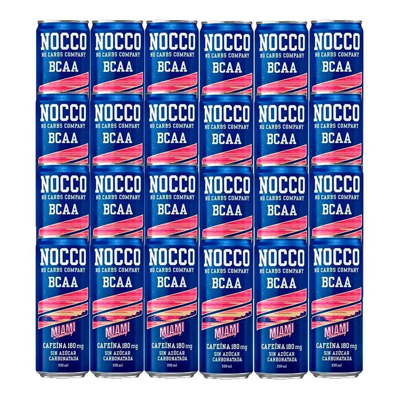 Nocco Pack Bcaa Miami Strawberry, Confezione 24 x 330 ml