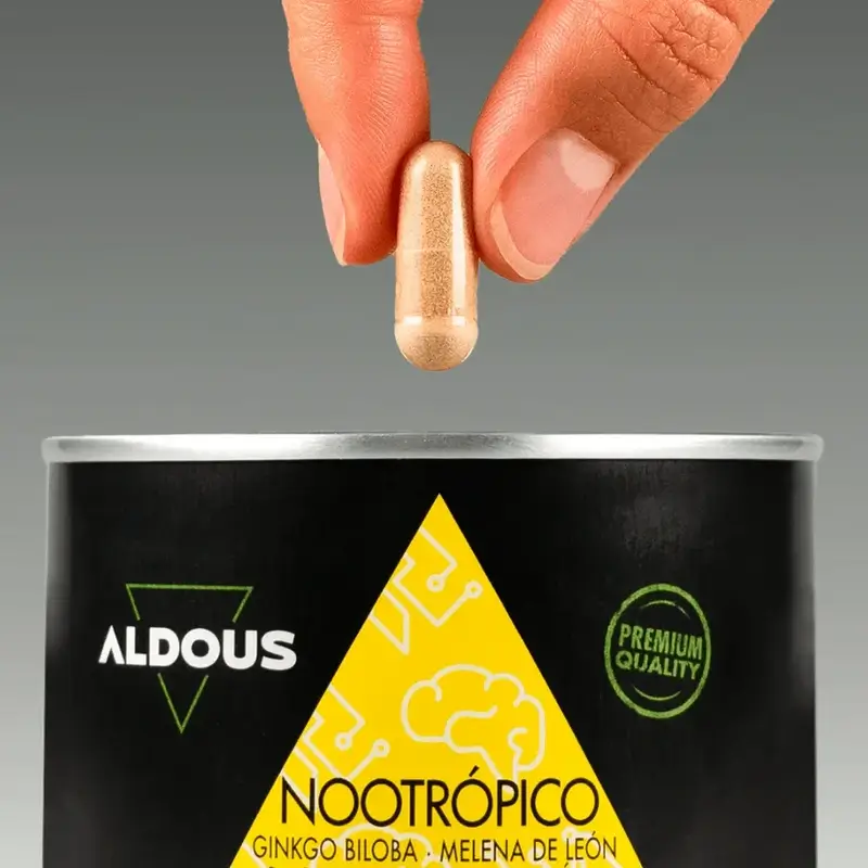 Nootropo di Aldous Labs con Ginkgo Biloba, Criniera di Leone, Caffeina, Bacopa, Tirosina, Teanina, Teanina e Huperzina A