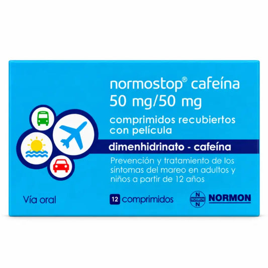 Normostop Caffeina 50 mg/ 50 mg, 12 compresse rivestite con film