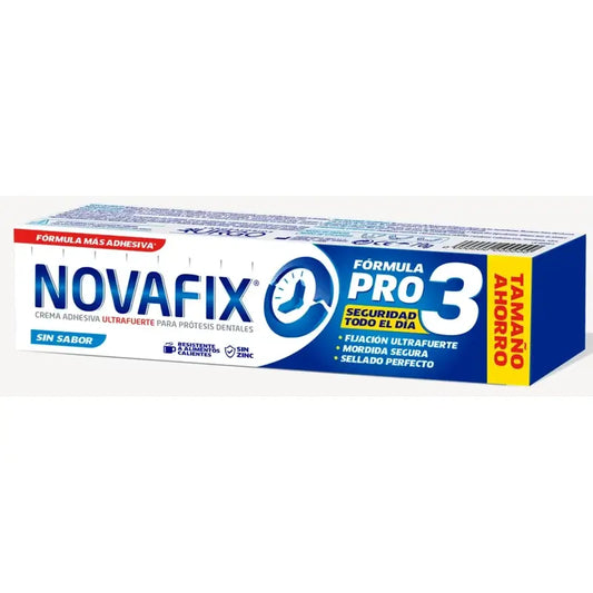 Novafix Pro3 Crema adesiva per dentiere senza sapore, 70 g