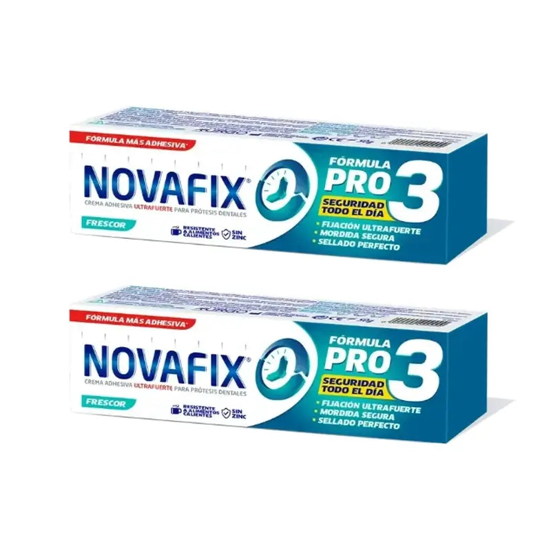 Novafix Pro 3 Freshness Crema adesiva per dentiere Duplo, 2 x 50 gr