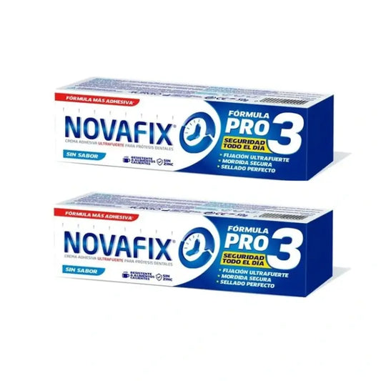 Novafix Pro3 Crema adesiva per dentiere senza sapore Duplo, 2 x 50 gr