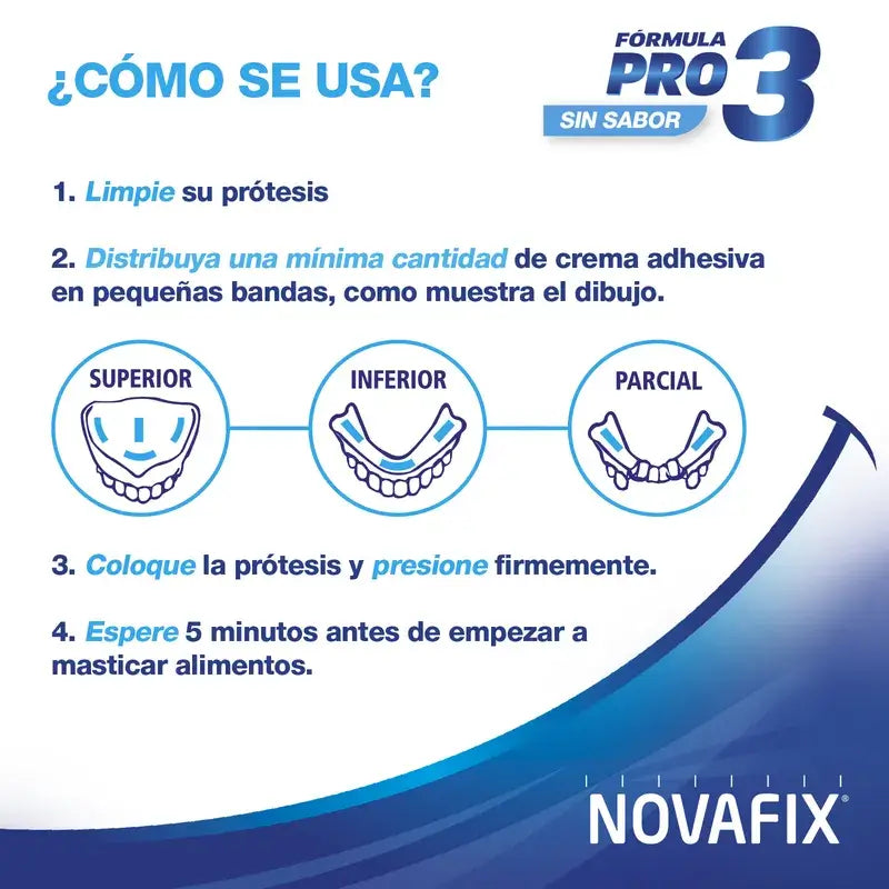 Novafix Pro3 Crema adesiva per protesi dentarie senza sapore , 50 g