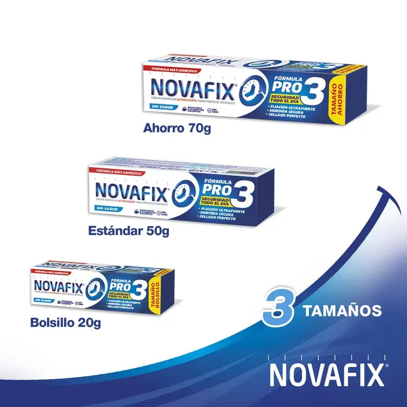 Novafix Pro3 Crema adesiva per protesi dentarie senza sapore , 50 g