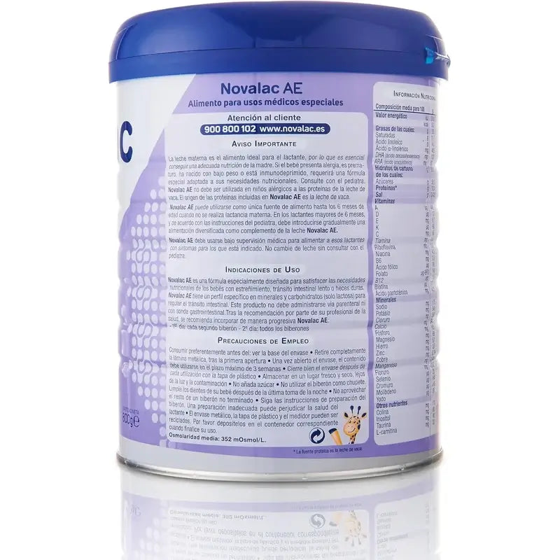 Novalac Ae Latte per lattanti 0-36 mesi, Anti costipazione, 800 g