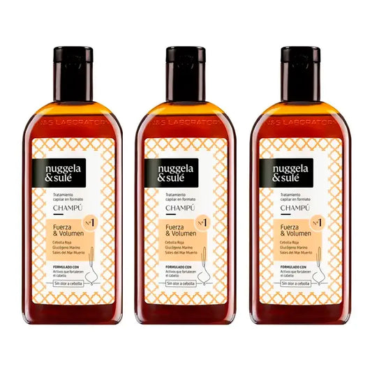 Nuggela & Sule Shampoo Premium all'estratto di cipolla per capelli deboli e grassi, confezione da 3 x 250 ml