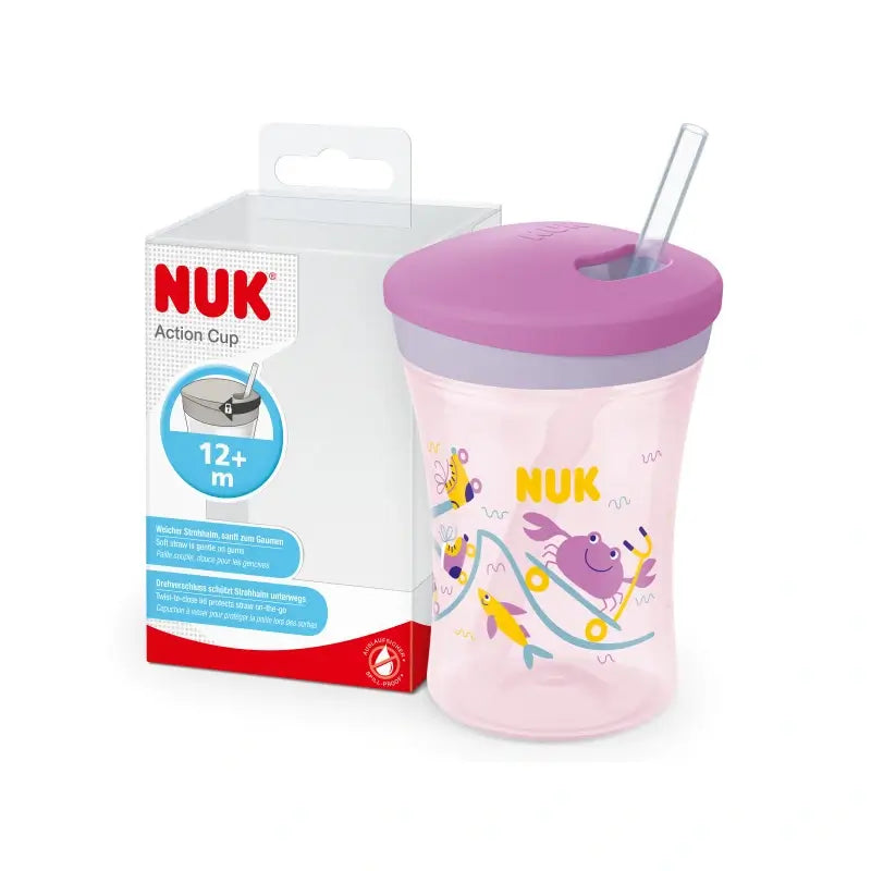 Nuk Action Cup Bicchierino da apprendimento +12 mesi Granchio (viola), 230 ml
