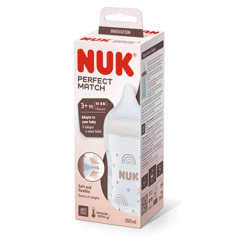 Nuk Biberon Perfect Match Pp Silicone 0-6M Flow M Rainbow , 260 ml