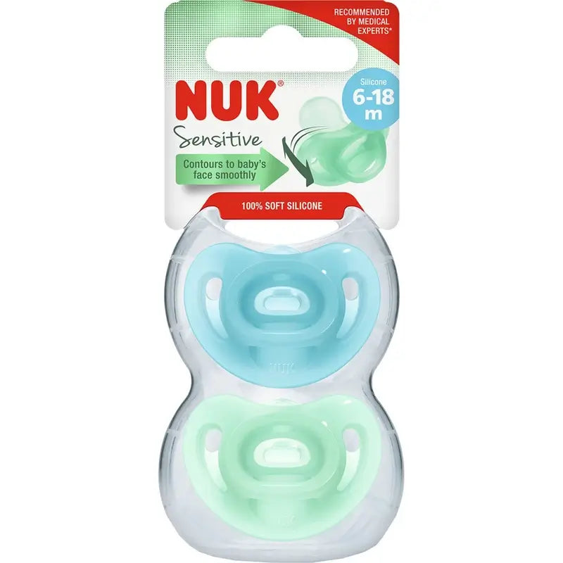 Succhietto Nuk Sensitive 6-18 in silicone 2Ud.