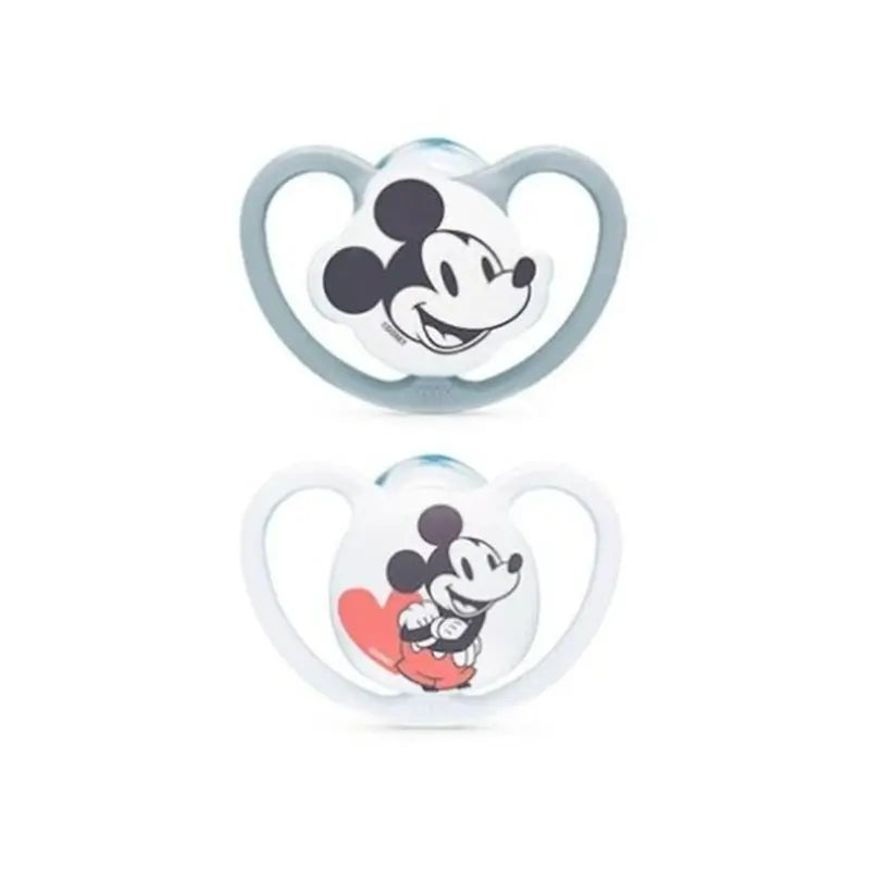Nuk Ciuccio Spazio Topolino Grigio T1 0-6M Silicone , 2 unità