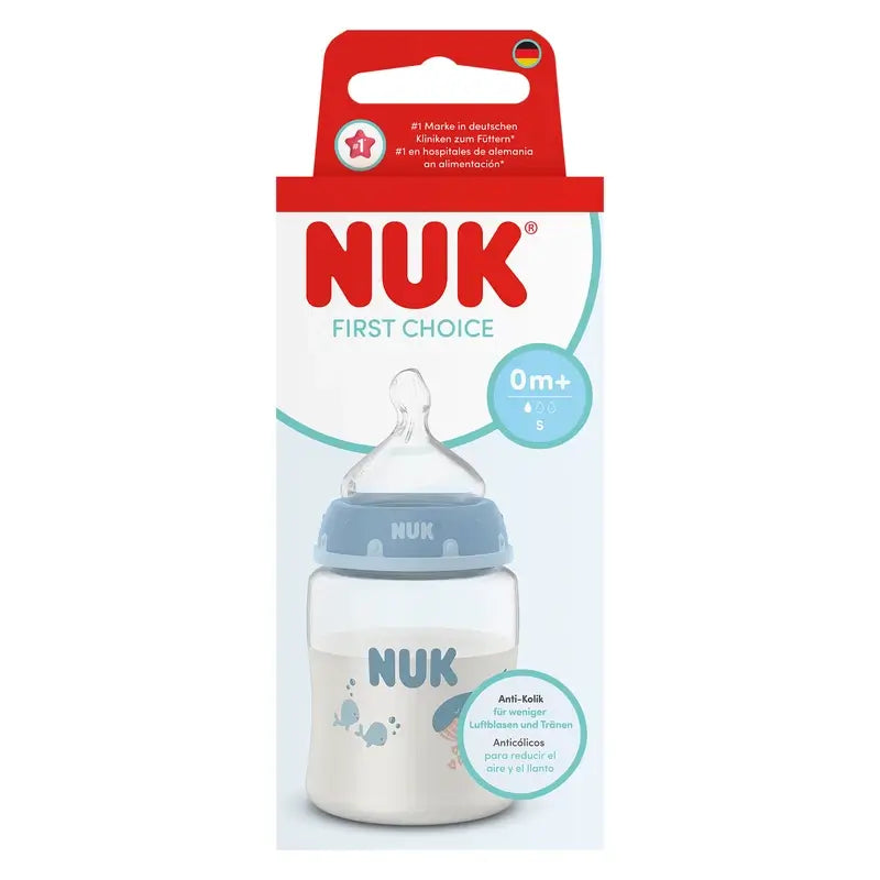 NUK First Choice+ Biberon da 150 ml, tettarella S 0m+, balena