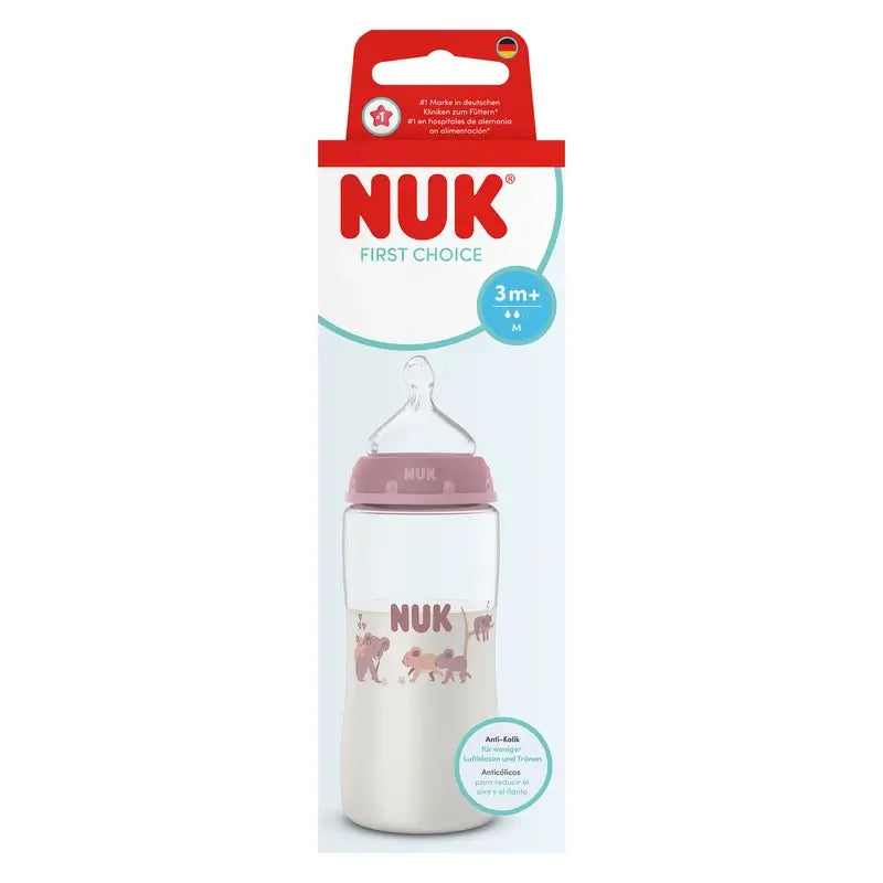 NUK First Choice+ Biberon da 300 ml, tettarella M, 3 mesi+, Koala