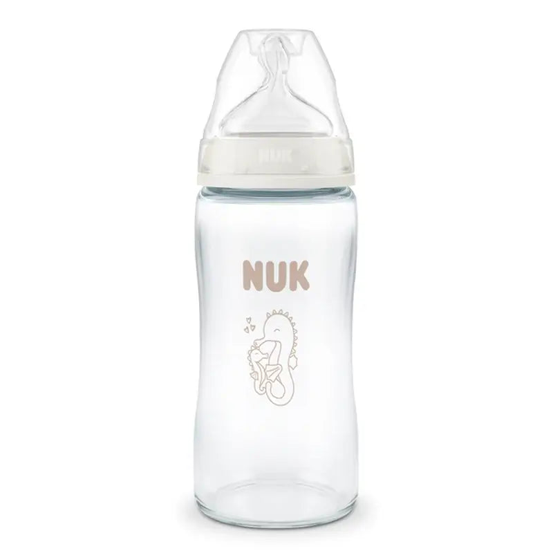 NUK First Choice+ Biberon in vetro da 240 ml, tettarella M (3 mesi+), cavalluccio marino