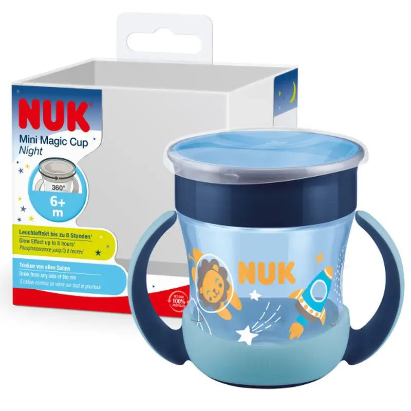NUK Mini Magic Cup Night - Bicchierino per l'apprendimento 160 ml 6m+ Blu