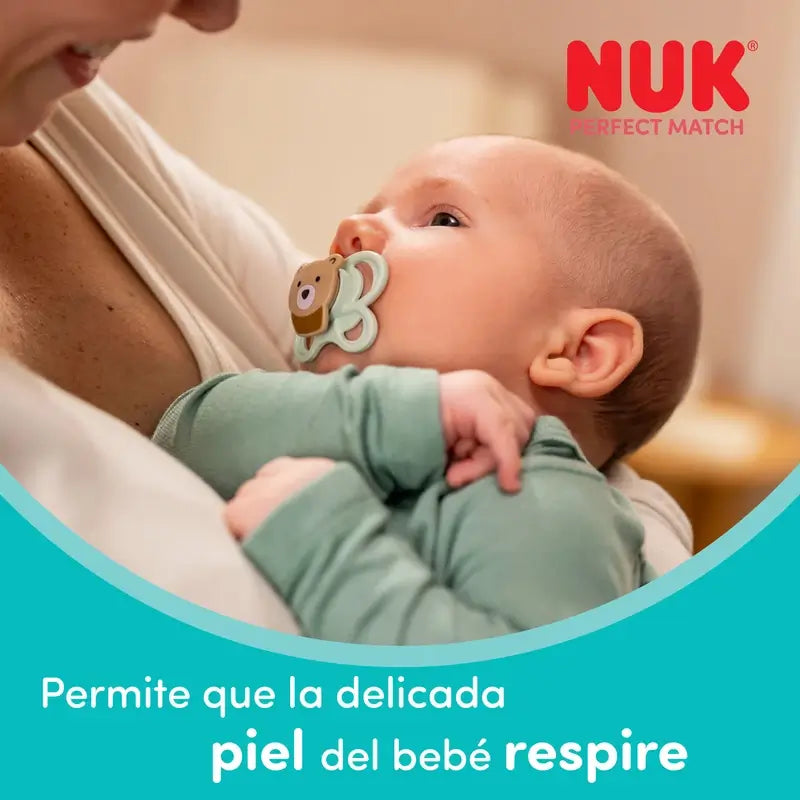 Ciuccio NUK Perfect Match Air in silicone T0 0-2 mesi Volpe/Orso, 2 pezzi