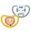 NUK Perfect Match Air Ciuccio in silicone T2 6-18 mesi Zebra/Leone, 2 pezzi