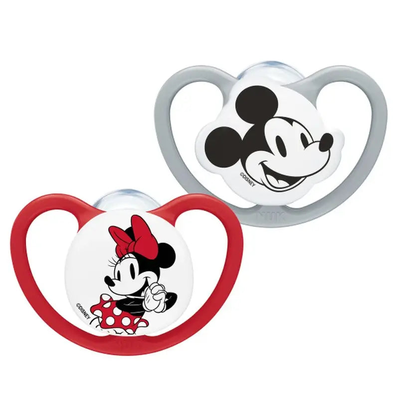 NUK Perfect Match Air Ciuccio in silicone T3 18-36 mesi Topolino Rosso/Grigio, 2 pezzi